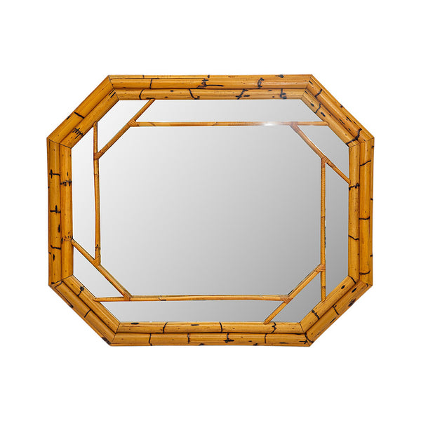 An Octagonal Bamboo and Split Reed Mirror