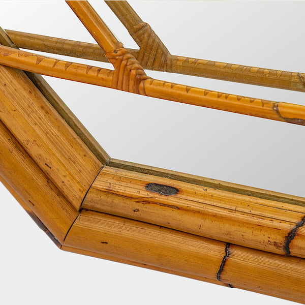 An Octagonal Bamboo and Split Reed Mirror