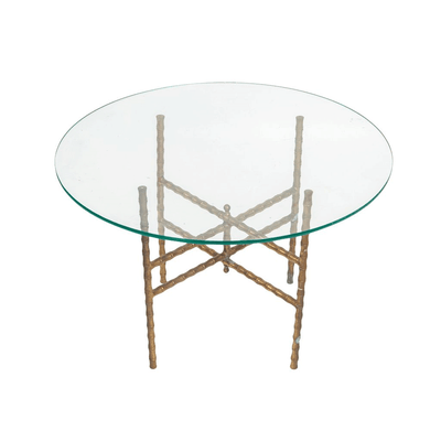 Glass and Brass Faux Bamboo Side Table