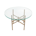 Glass and Brass Faux Bamboo Side Table