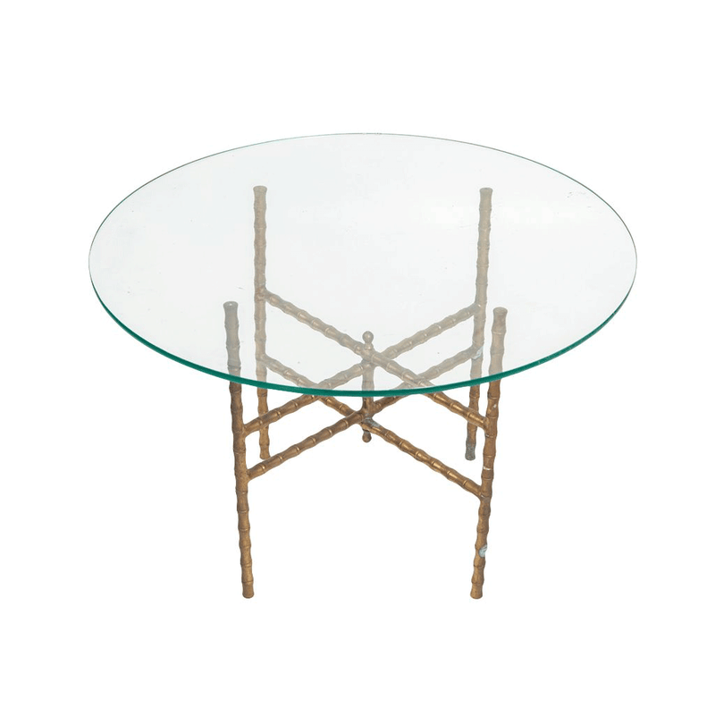 Glass and Brass Faux Bamboo Side Table