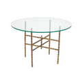 Glass and Brass Faux Bamboo Side Table