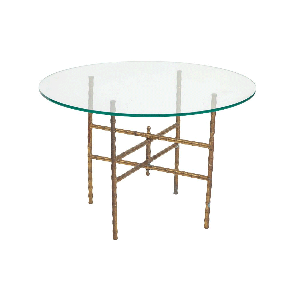 Glass and Brass Faux Bamboo Side Table