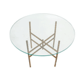 Glass and Brass Faux Bamboo Side Table