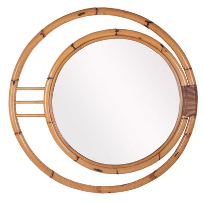 Concentric Circular Rattan Mirror