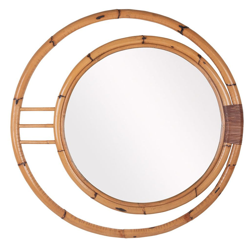 Concentric Circular Rattan Mirror