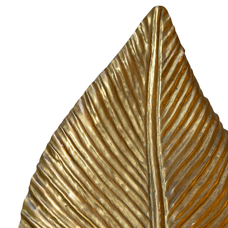 A Pair of Lacquer Painted and Gilded Brass Leaf Sconces