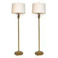 A Pair of Brass Palm-Form Standing Lamps Attributed to Maison Charles