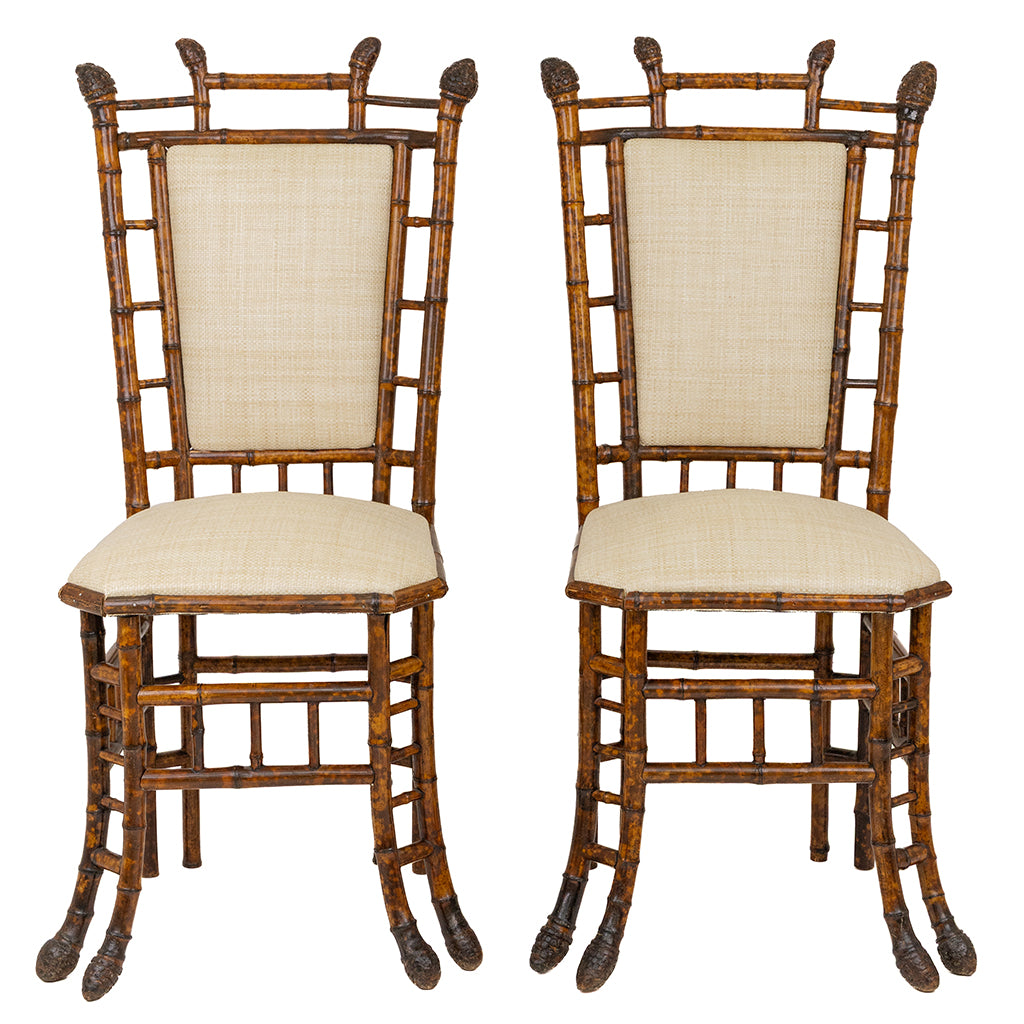A Pair of Chinese Export Faux Bamboo Side Chairs