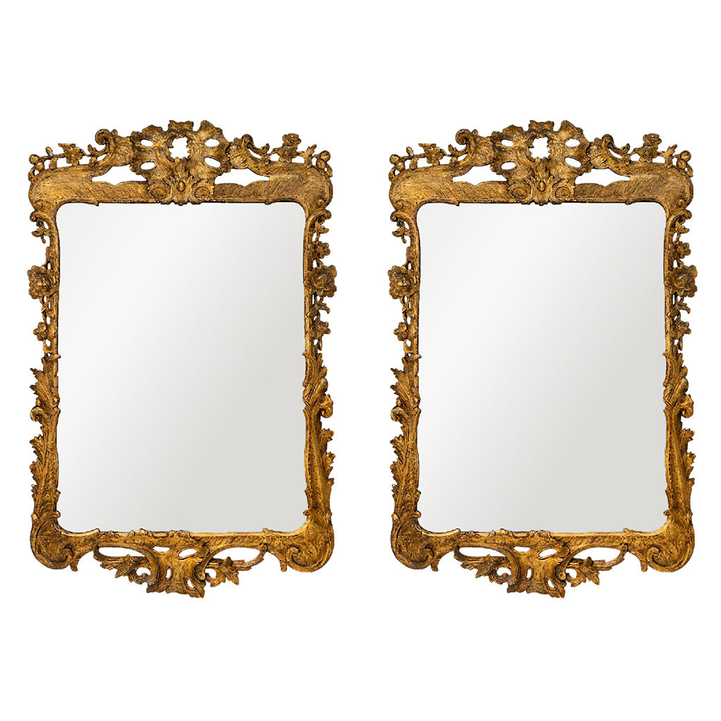 A Pair of Finely Carved 18th Century Giltwood Mirrors