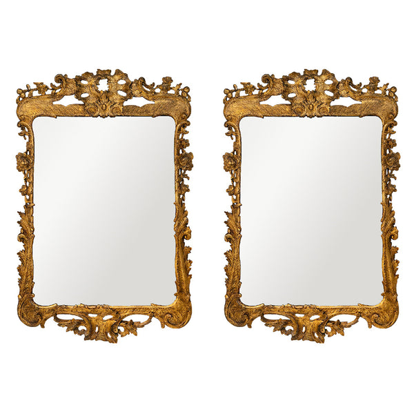 A Pair of Finely Carved 18th Century Giltwood Mirrors
