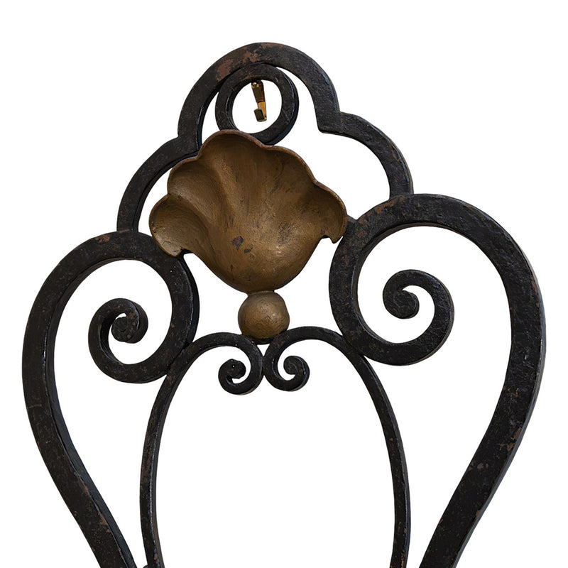 A Pair of Gilt Metal and Wrought Iron Three-Arm Sconces