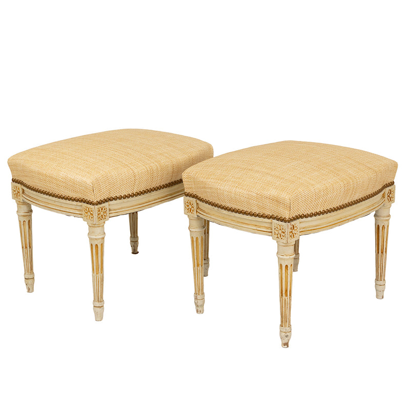 A Pair of Gustavian Style Painted Stools