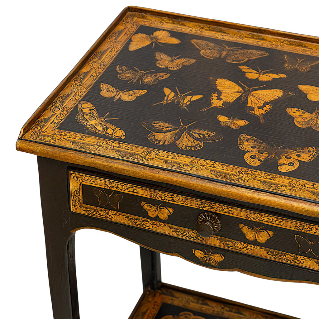 A Pair of Hand-Painted Gilt and Lacquered Side Tables