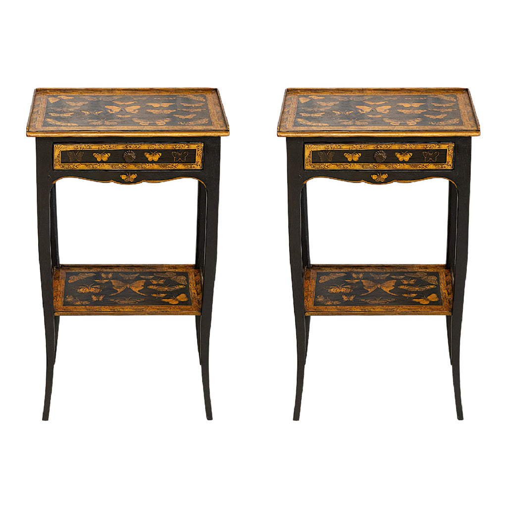 A Pair of Hand-Painted Gilt and Lacquered Side Tables