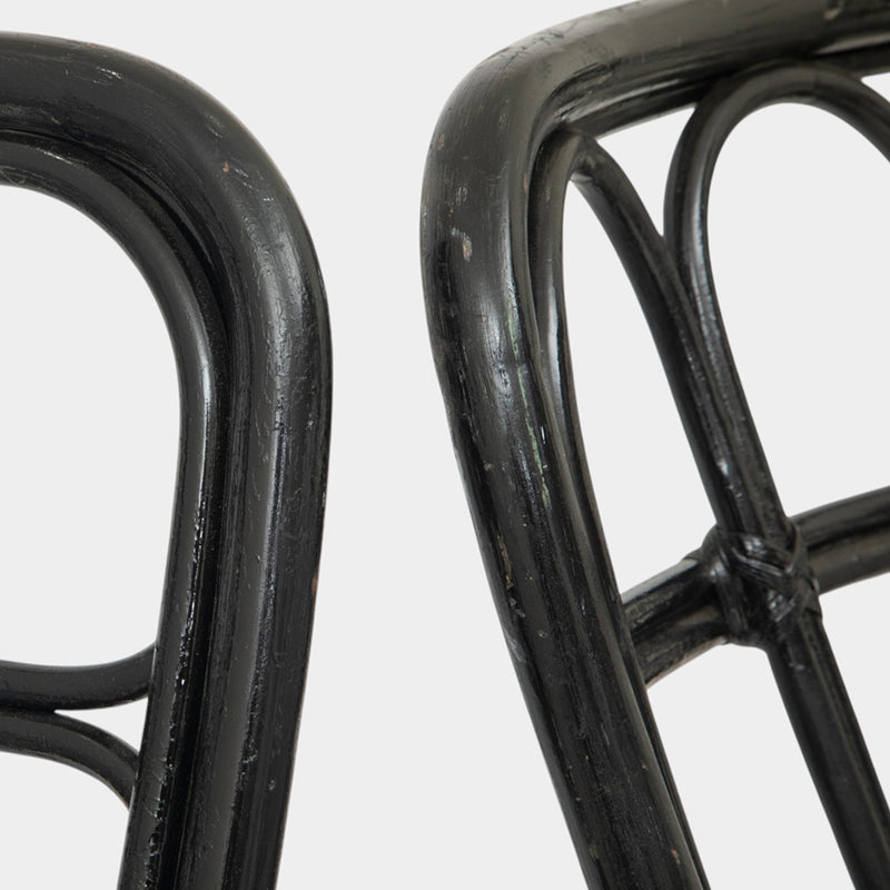 A Pair of High Back Rattan Wing Chairs