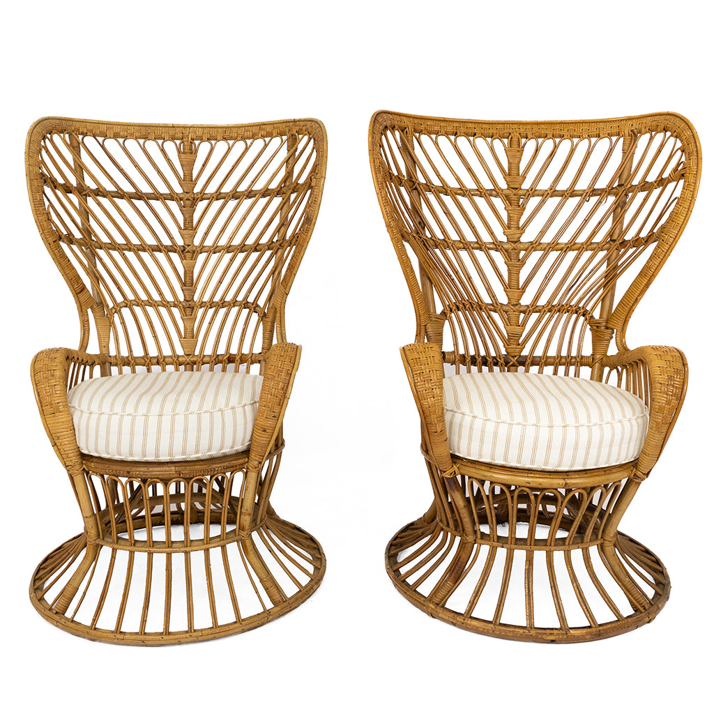 A Pair of Italian Peacock Chairs by Bonacina