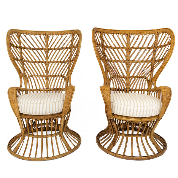 A Pair of Italian Peacock Chairs by Bonacina