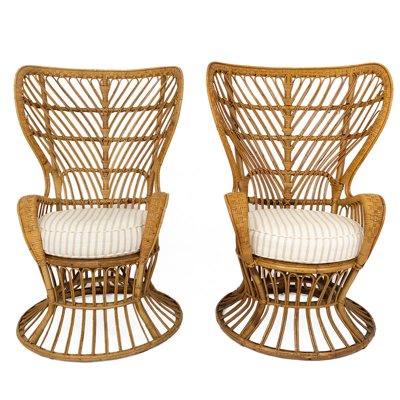 A Pair of Italian Peacock Chairs by Bonacina