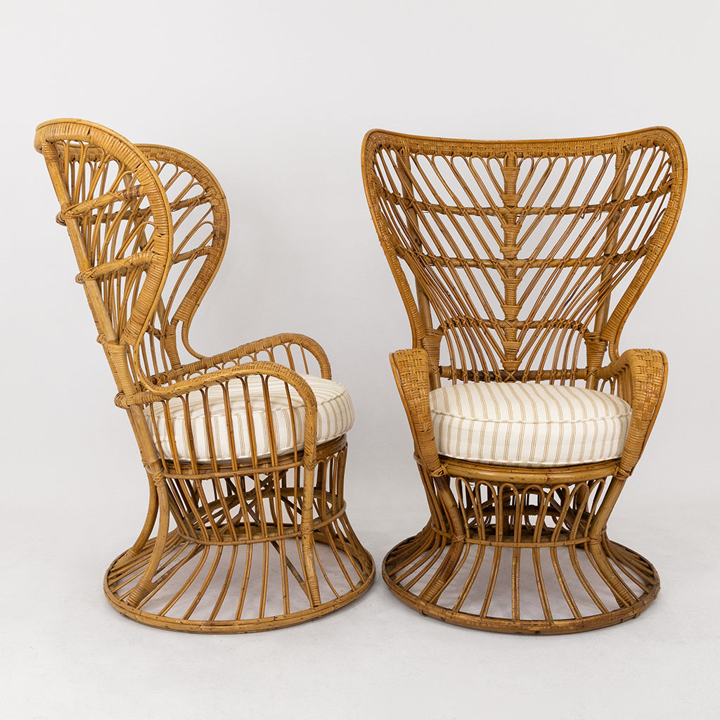 A Pair of Italian Peacock Chairs by Bonacina