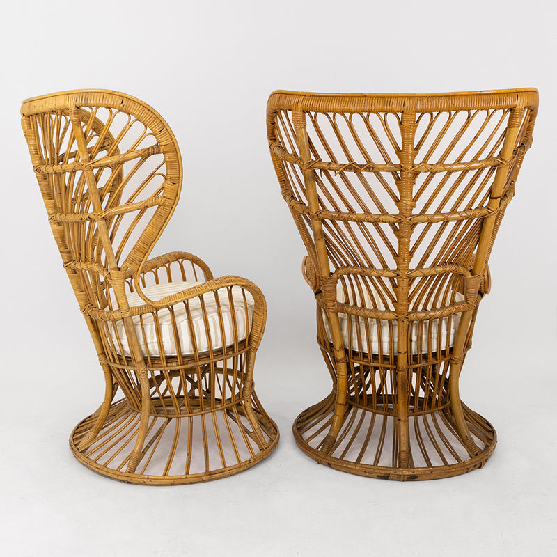 A Pair of Italian Peacock Chairs by Bonacina