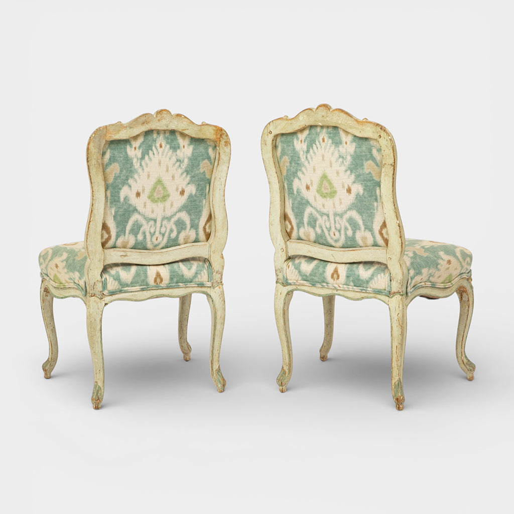 A Pair of Louis XV Style Painted and Carved Side Chairs