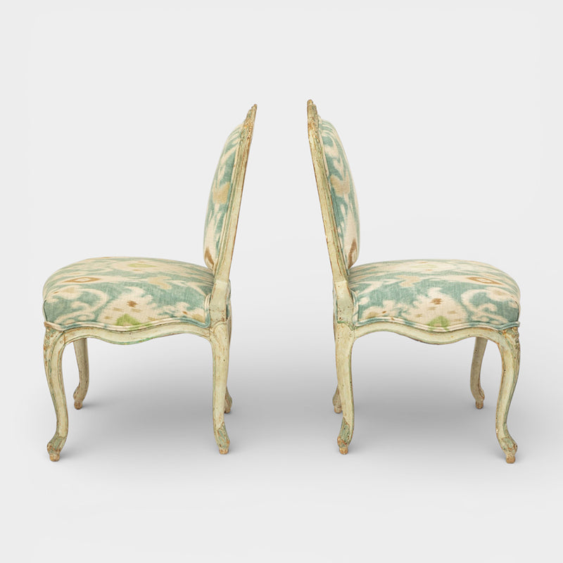 A Pair of Louis XV Style Painted and Carved Side Chairs