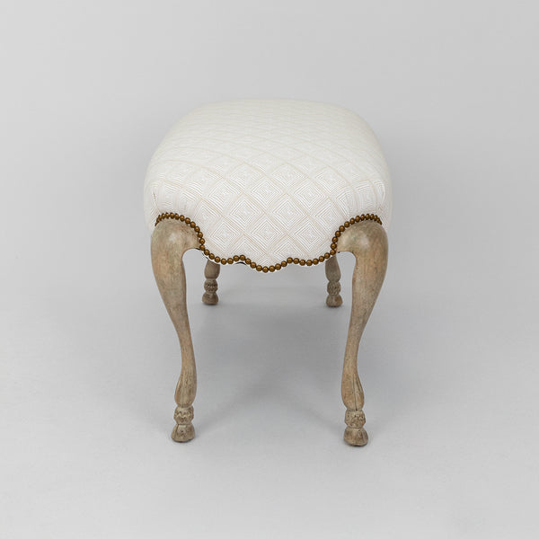 A Pair of Louis XV Style Upholstered Benches with Cabriole Legs