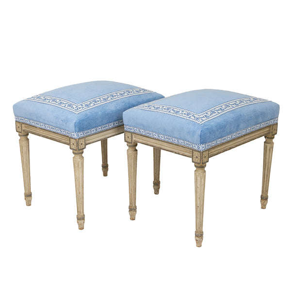 A Pair of Louis XVI Style Off-White Painted Benches