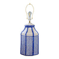 A Pair of Octagonal Ceramic Lamps with Trompe L'oeil Bamboo and Cane Lattice Details