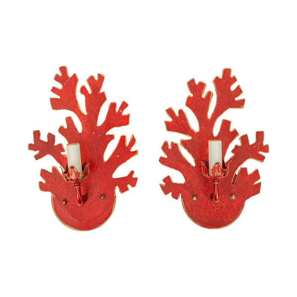 A Pair of Vintage Coral-Form Wooden Sconces