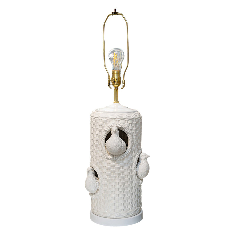 A Pair of Vintage Glazed Bird Nest Table Lamps