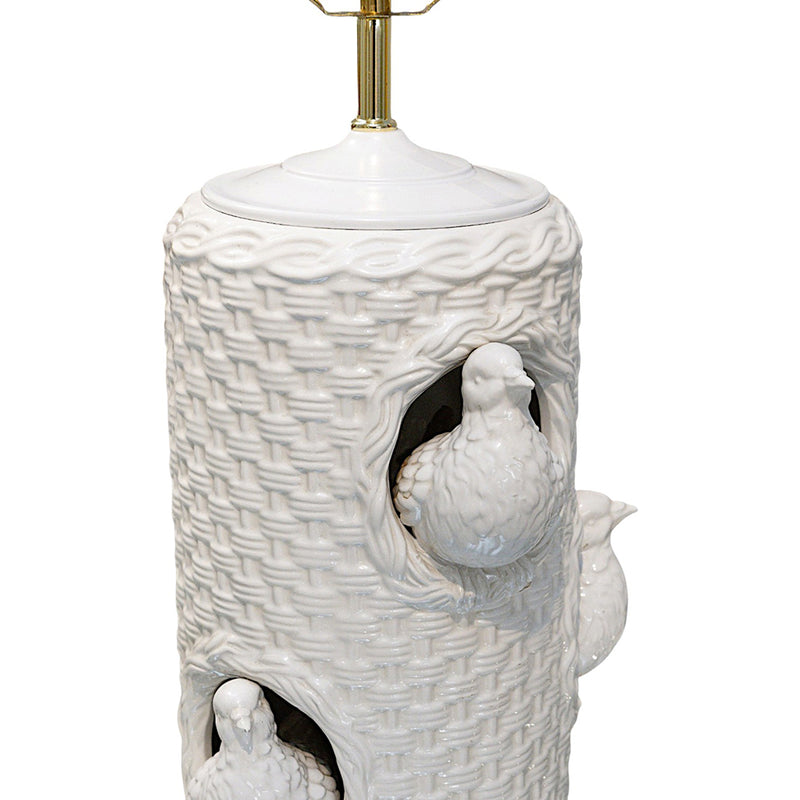 A Pair of Vintage Glazed Bird Nest Table Lamps
