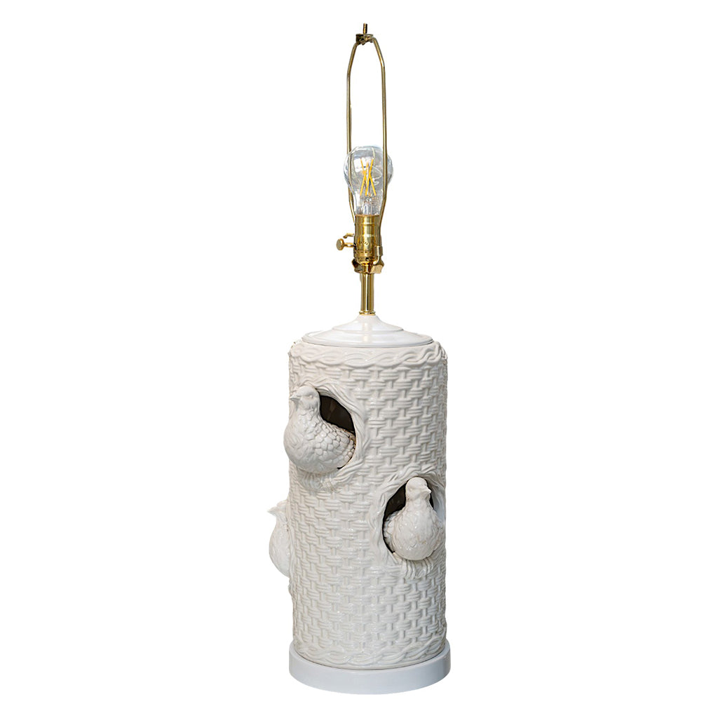 A Pair of Vintage Glazed Bird Nest Table Lamps