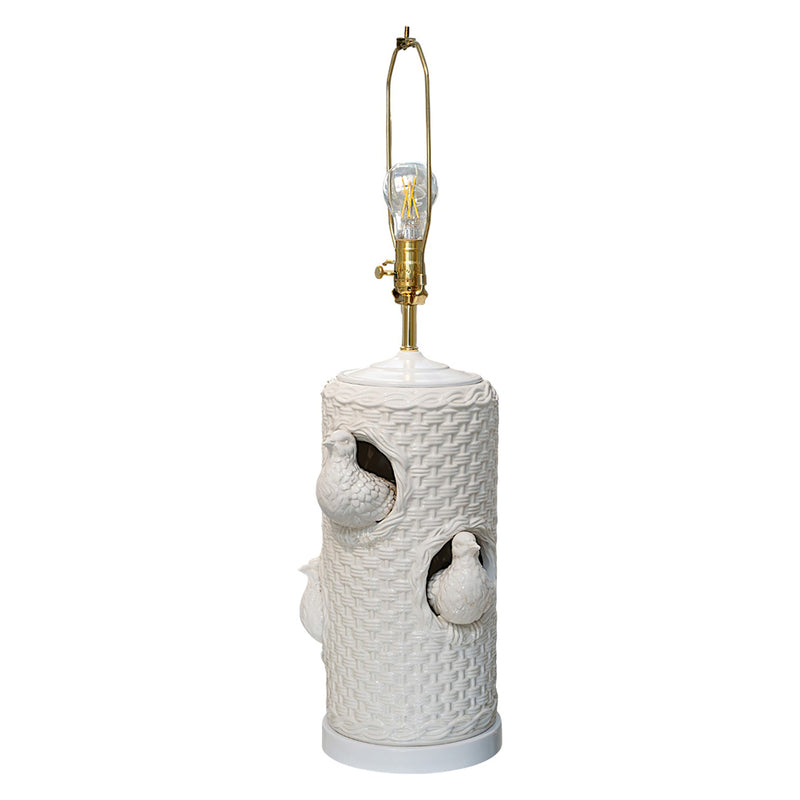 A Pair of Vintage Glazed Bird Nest Table Lamps