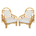A Pair of Vintage Rattan Armchairs with Arched Backs