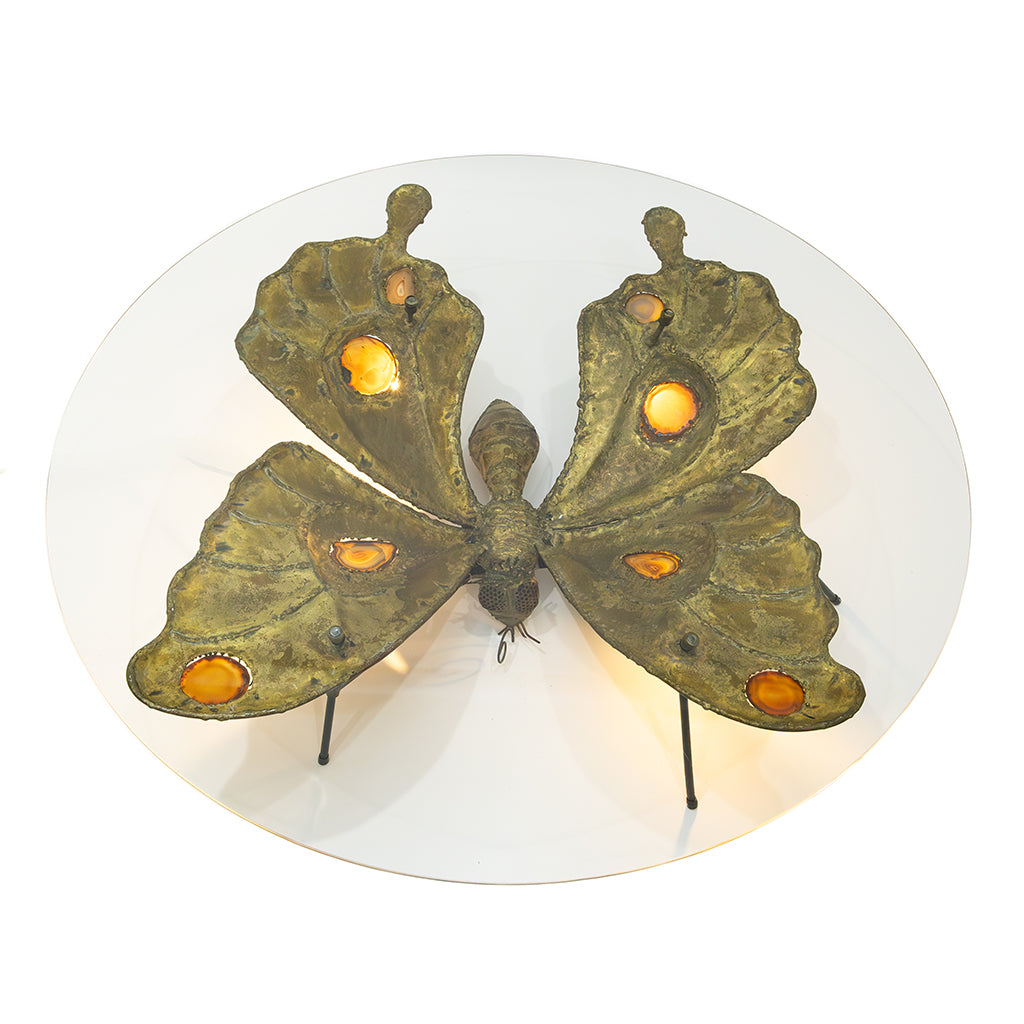 A Rare Papillion Illuminated Sculptural Coffee Table by Jacques Duval-Brasseur