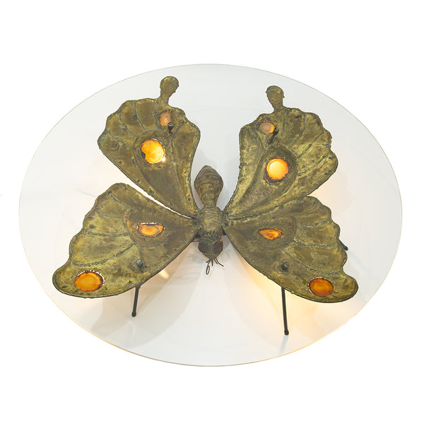 A Rare Papillion Illuminated Sculptural Coffee Table by Jacques Duval-Brasseur