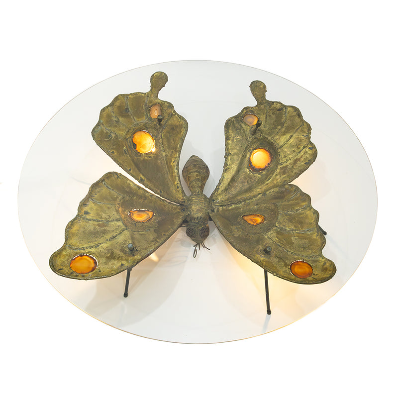 A Rare Papillion Illuminated Sculptural Coffee Table by Jacques Duval-Brasseur