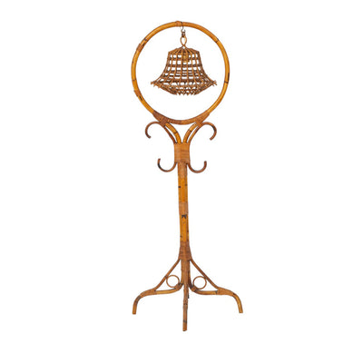 A Rattan Bell-Shaped Floor Lamp