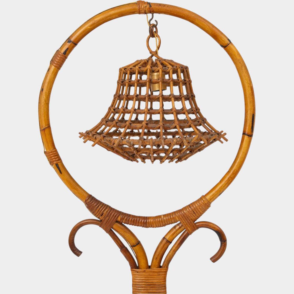 A Rattan Bell-Shaped Floor Lamp