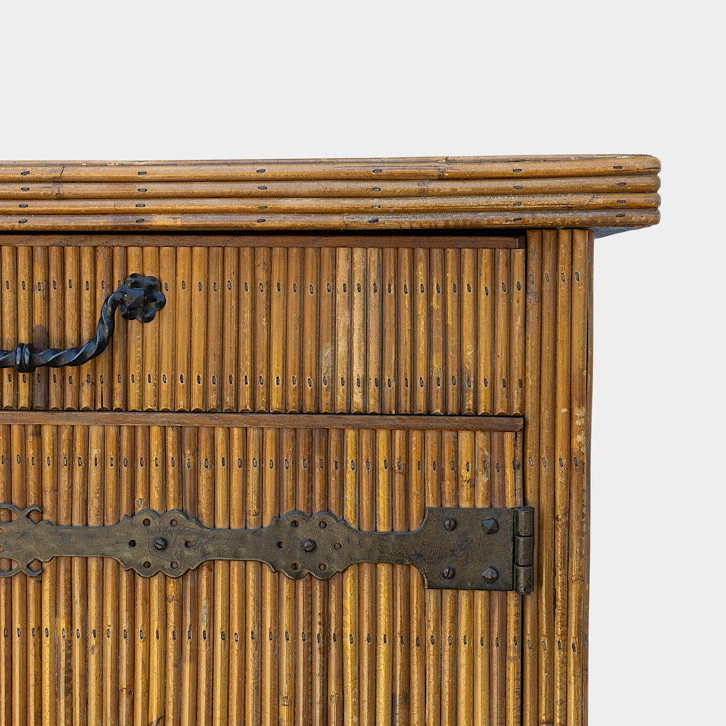 A Rattan Sideboard with Black Iron Hardware attributed to Audoux Minet