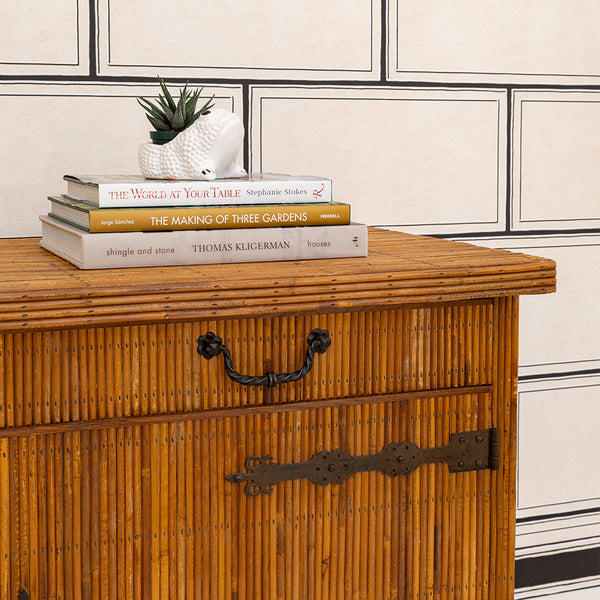 A Rattan Sideboard with Black Iron Hardware attributed to Audoux Minet