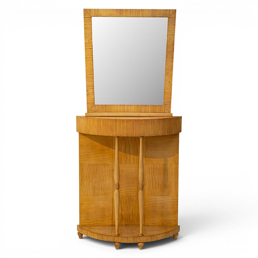 A Vintage Rattan Hall Stand with Mirror