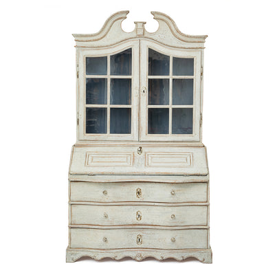 An 18th-Century Cream White Painted Gustavian Secretary Cabinet