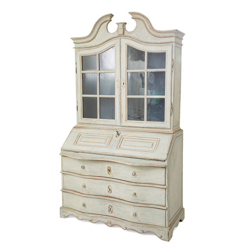 An 18th-Century Cream White Painted Gustavian Secretary Cabinet