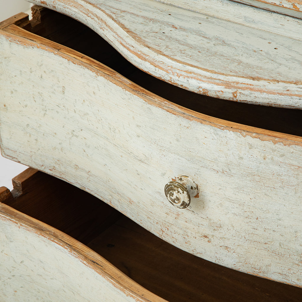 An 18th-Century Cream White Painted Gustavian Secretary Cabinet