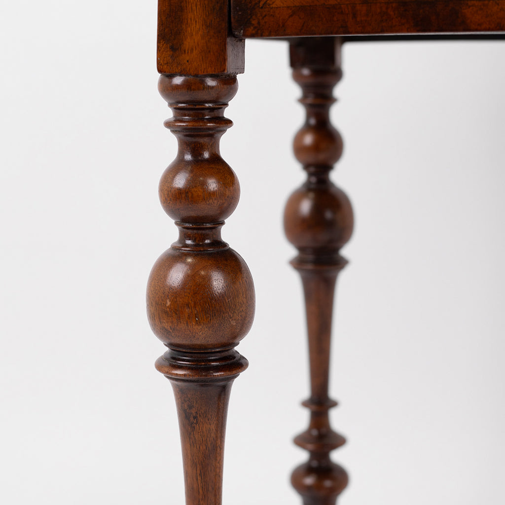 An Antique Louis XIV Walnut Side Table on Turned Legs