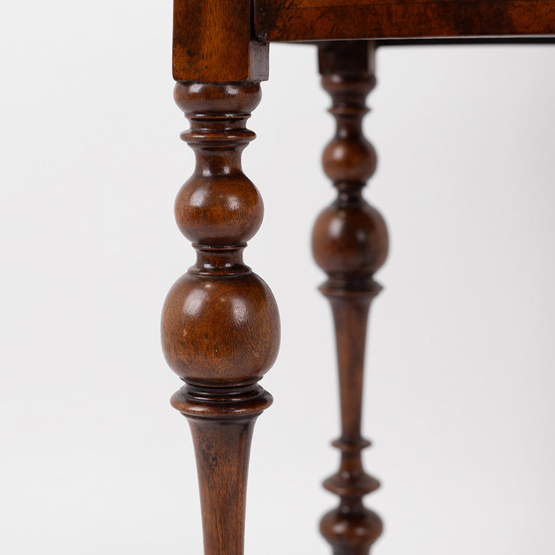 An Antique Louis XIV Walnut Side Table on Turned Legs