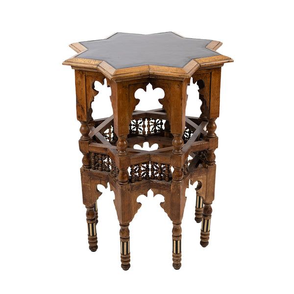 An Antique Hand-Carved, Moorish Star Side Table